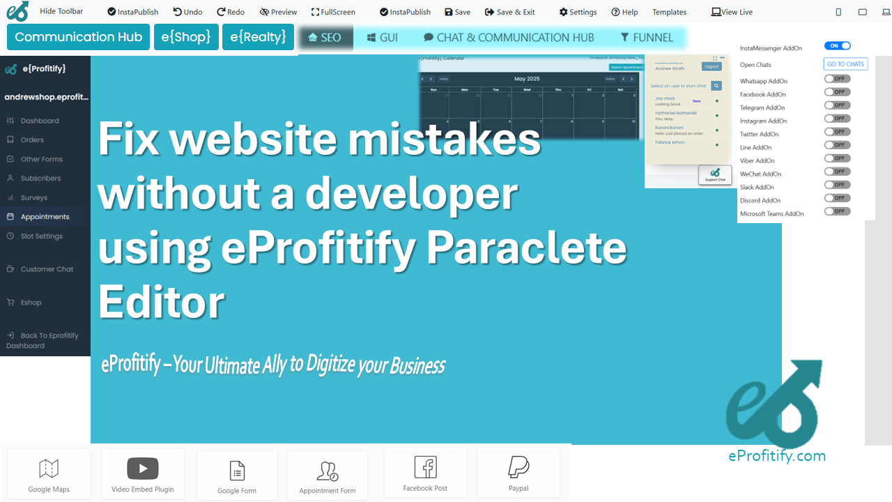 Fix website mistakes without a developer using eProfitify Paraclete Editor